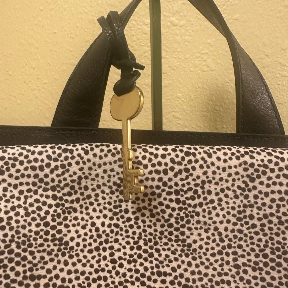 Fossil Amelia White Cheetah Black Leather Convertible Backpack Bag ZB7856504